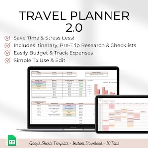 Travel Spreadsheet Travel Planner Google Sheets Template Vacation Planner Holiday Planner Honeymoon Planner Digital Travel Planner Trip Plan