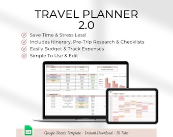 Google Sheets Travel Planner: Vacation Itinerary, Budget (Digital Download)
