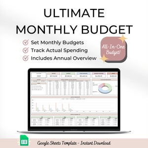 Monthly Budget Spreadsheet: Google Sheets Budget Planner (Digital Download)