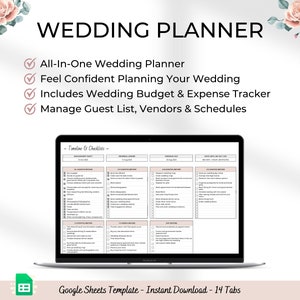 Wedding Planner Spreadsheet Google Sheets Digital Wedding Planning Template Wedding Planning Spreadsheet Wedding Budget Spreadsheet