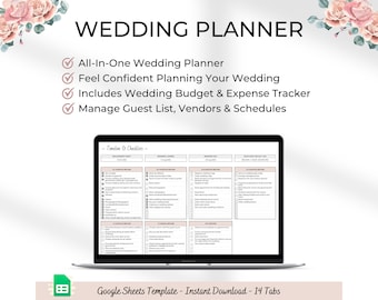 Wedding Planner Spreadsheet: Google Sheets Template (Digital Download)