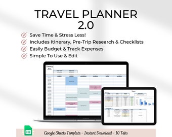 Travel Planner Google Sheets Template: Itinerary & Budget (Digital Download)