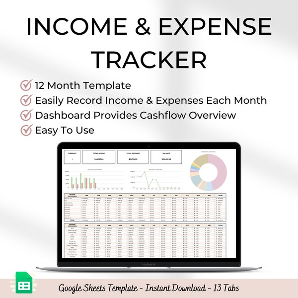 Income and Expense Tracker Kalkulationstabelle Google Sheets Small Business Tracker Buchführung Kalkulationstabelle Monatliches Budget Persönliche Finanzen