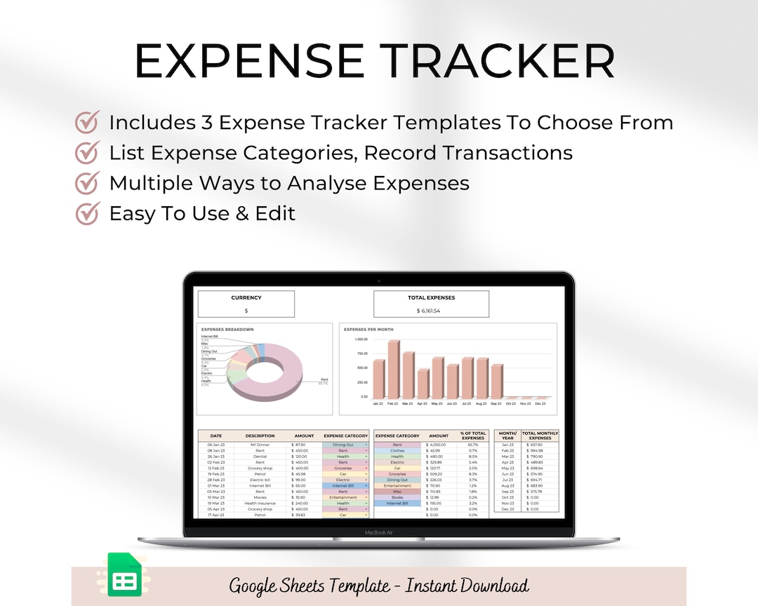 Expense Tracker Spreadsheet: Personal Finance Google Sheets Template ...