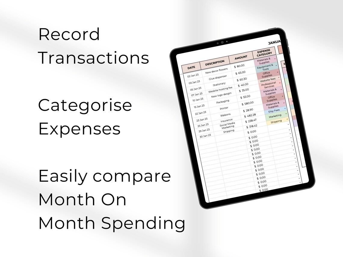 Monthly Expense Tracker Google Sheets Small Business Expense Etsy Australia