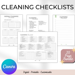 Editable Cleaning Checklist Canva Printable Cleaning Checklist Printable Schedule Weekly Cleaning Checklist Printable Daily Cleaning List