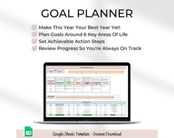 2025 Goal Planner: Google Sheets Goal Tracker (Digital Download)