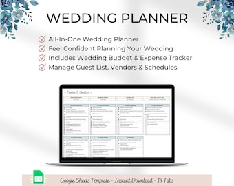 Wedding Planning Spreadsheet: Google Sheets Planner, Budget, Checklist (Digital Download)