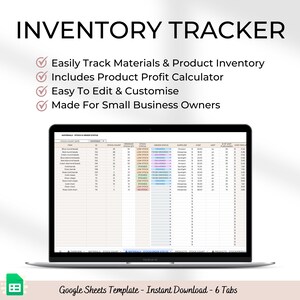 Inventory Tracker Template Spreadsheet Google Sheets Inventory Management Inventory List Materials Inventory Tracker Products Inventory Log