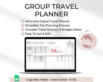 Group Travel Planner: Vacation Itinerary & Budget (Google Sheets, Digital Download)
