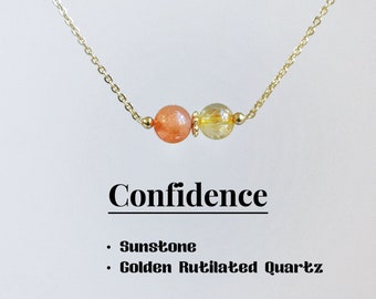 Colar de proteção de cristal, pedra-do-sol-quartzo rutilado dourado, cristal com contas de 6-7 mm, presente de cura para ela, corrente cheia de ouro 14k, prata 925
