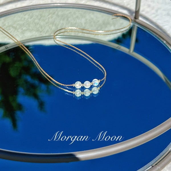 Dainty Rainbow moonstone Necklace-Sterling Silver Necklace-14K Gold filled chain-Bar necklace-Minimalist necklace-Bridesmaid gifts