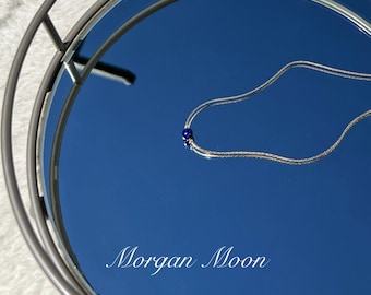 Collier lapis lazuli délicat-Collier minimaliste-Collier en argent sterling-Chaîne remplie d’or 14K- Collier de pierre de naissance-Cadeau pour elle