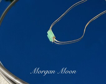 Groene Aventurijn ketting-Sterling Zilver 14K Goud gevulde ketting-Bruidsmeisje geschenken-Aventurijn sieraden-Healing crystal ketting-sierlijke hanger