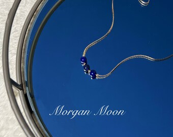 Collier lapis lazuli délicat-Collier minimaliste-Collier en argent sterling-Chaîne remplie d’or 14K- Collier de pierre de naissance-Cadeau pour elle