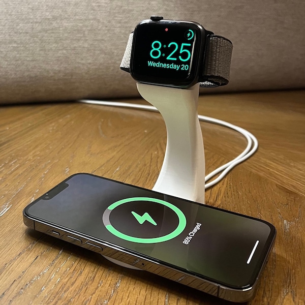 iPhone 15 MagSafe and Apple Watch dual charging dock. Compatible with all sizes of Apple Watch, Apple Watch Ultra and iPhones/ AirPods Pro 2