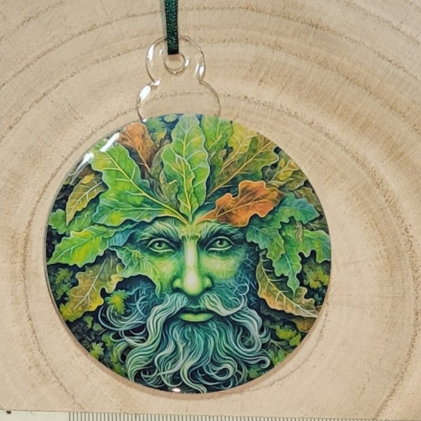 Green Man Beltane Tree Ornament, Altar Decor, Sabbat and Festival Decoration, Celtic God, gift for a Witch, Present for a Pagan or Druid