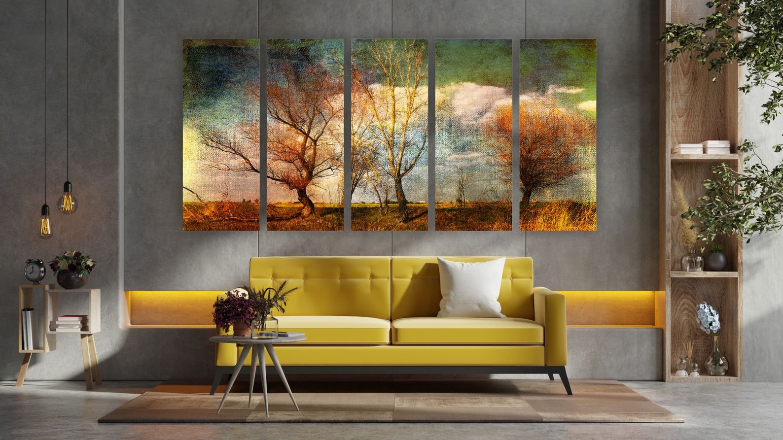5 Pieces Abstract Tree Canvas Wall Art 5 Piece Canvas Etsy