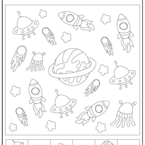 5 Page Preschool Space Activity Worksheets - Fun & Educational Printable for Kids | Space-Themed Learning Pack