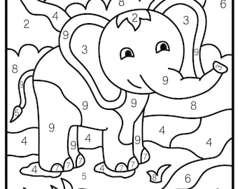 Children's Color by Number Printable PDF Printable Coloring Pages Instant  Download Kids Coloring Pages 