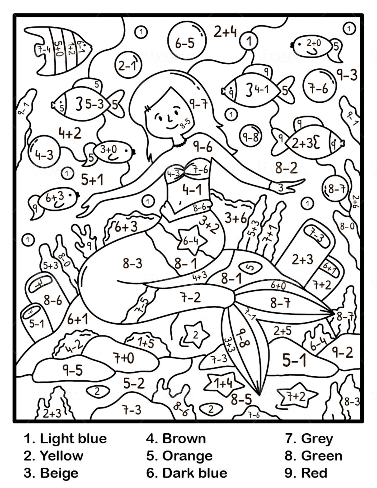 Children's Color by Number Printable Fantasy Princess, Unicorn | PDF ...