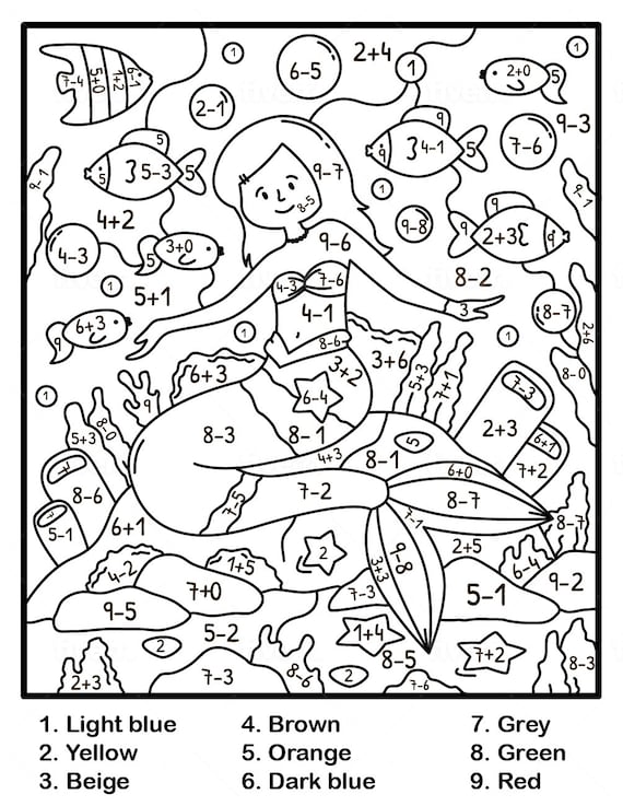 Children's Color by Number Printable PDF Printable Coloring Pages Instant  Download Kids Coloring Pages 