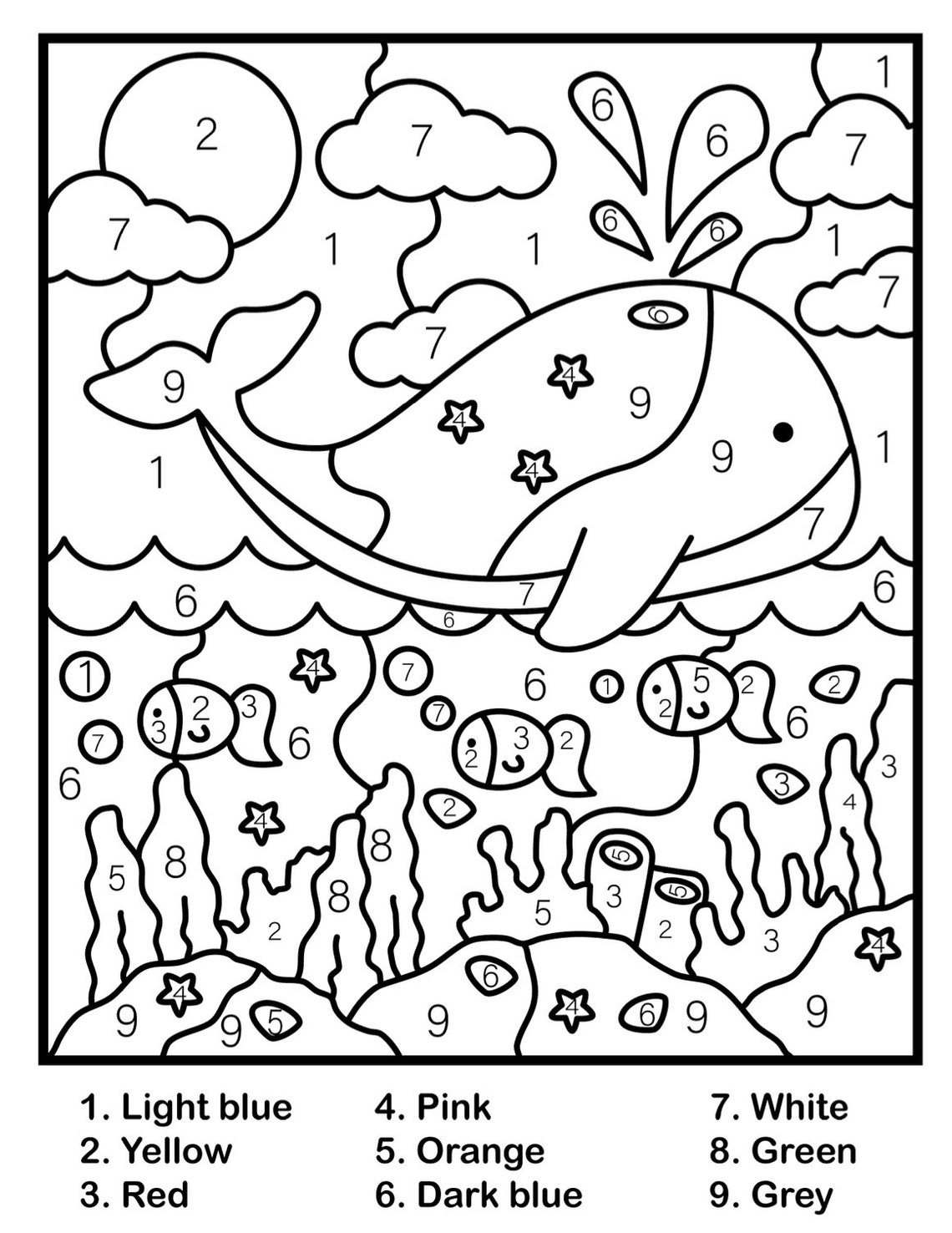 Children's Color by Number Printable PDF Printable Coloring Pages