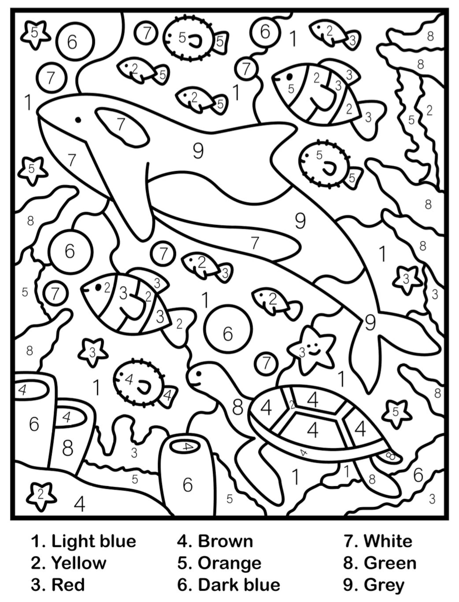 Children s color by number printable pdf printable coloring pages