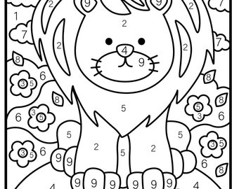 Children's Color by Number Printable PDF Printable Coloring Pages Instant  Download Kids Coloring Pages 