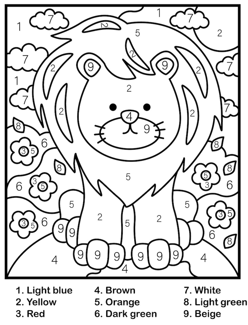 Malen nach Zahlen Printable PDF Ausmalbilder Zum Ausdrucken Sofort