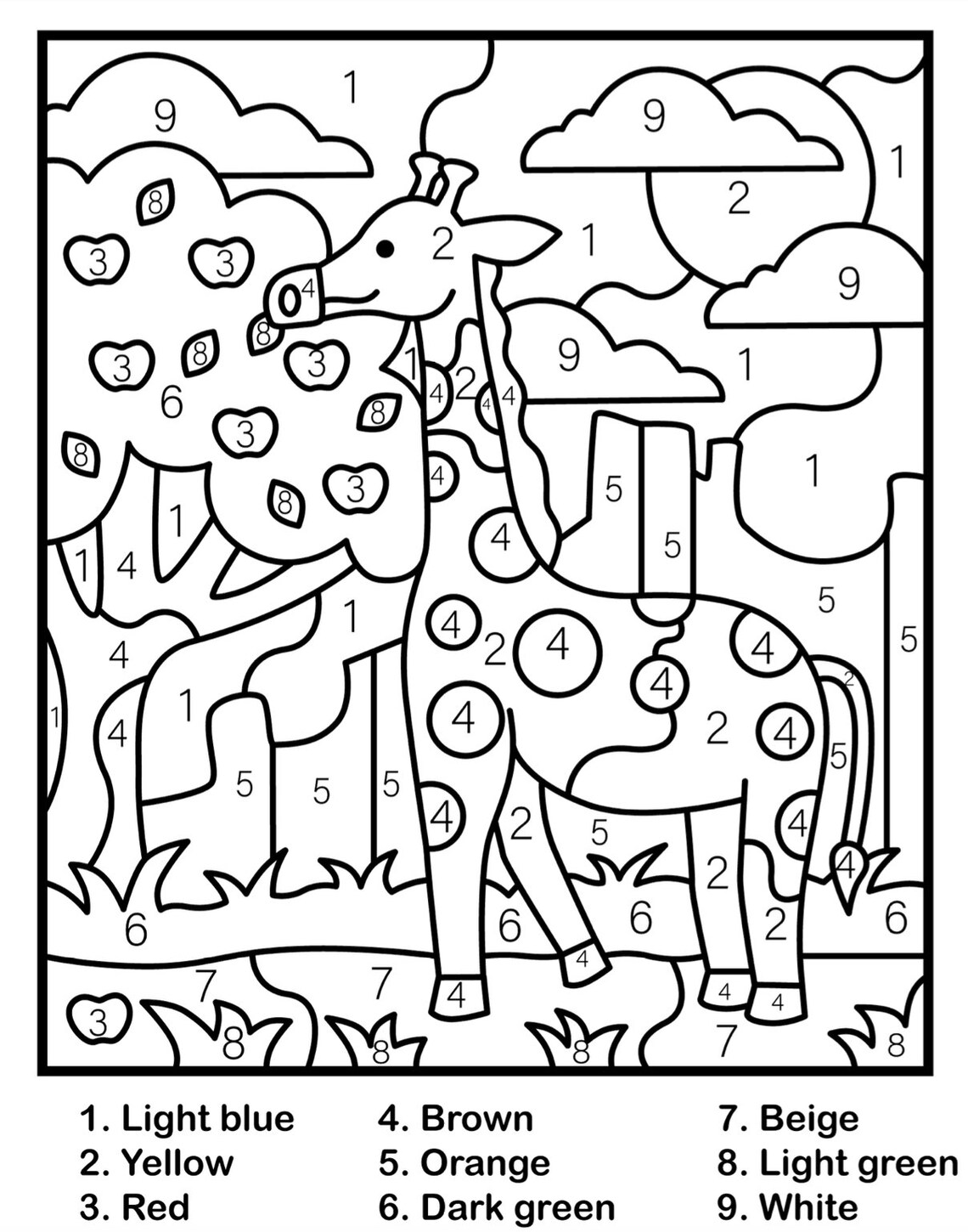 Children s Color By Number Printable PDF Printable Coloring Pages 
