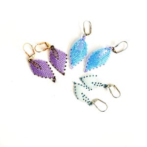 Seed Bead Leaf Earrings: Hypoallergenic Dangle Earrings