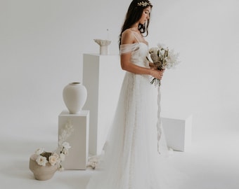 CELESTIAL bridal gown with tulle train