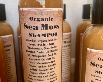 Moisturizing Sea Moss Shampoo- Sea Moss, Burdock Root, Aloe, Castor, Clove, Flaxseed Bladderwrack 8 Oz.