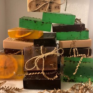 NATURAL HANDMADE SOAP Bar Variety of Soaps  Oatmeal,  Peppermint Tea Tree, Imported Ouds, Amber,  Lavender,  Coconut and Brown Sugar