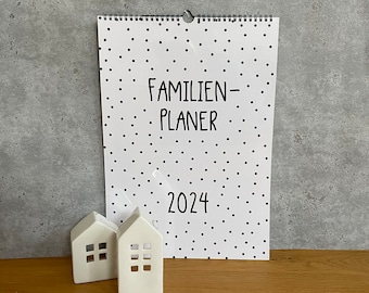 Familienplaner 2024 DIN A3 | Familienkalender 2024 | Jahresplaner 2024 | schwarz weiß