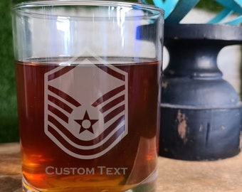 Master Sergeant USAF Custom Laser Engraved Barware