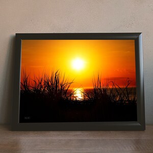 Sunrise Art Print | Beach Sunrise | Summer Sunrise | Sunrise Decor | Brilliant Orange Sunrise | Bedroom Wall Art | Ocean Decor