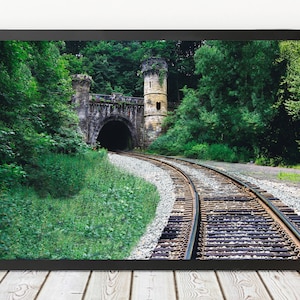 Railroad Tracks | Train Tracks | Tracks into Tunnel | Photo | Art Print | Wall Decor | Home Decor