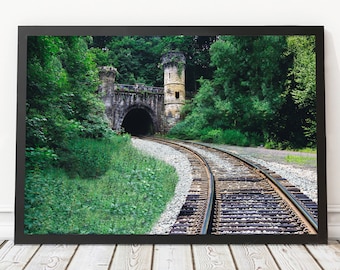 Railroad Tracks | Train Tracks | Tracks into Tunnel | Photo | Art Print | Wall Decor | Home Decor