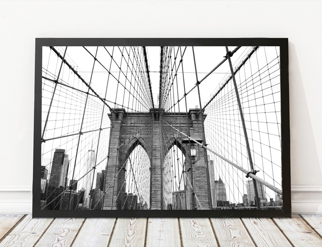 Brooklyn Bridge | New York Skyline | NYC Art Print | Wall Decor | Black ...