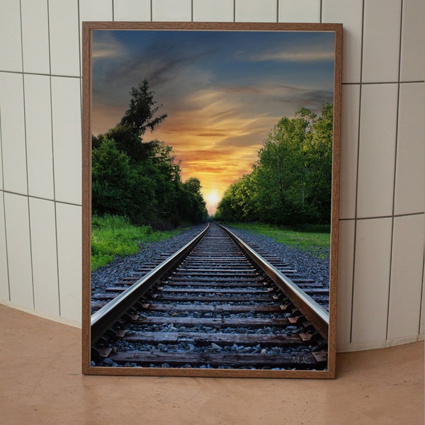 Railroad Tracks Photo | Train Tracks | Landscape | Wall Art | Railroad Decor | Art Print | Photography