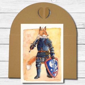 Carte postale d'art A6 n°10 - "Renard en armure"