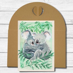 A6 Kunst-Postkarte Nr. 53 - Knuddelnde Koalas