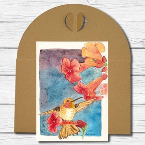 A6 Kunst-Postkarte Nr. 18 - "Kolibri mit Blume"