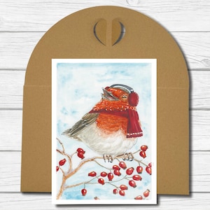 A6 Kunst-Postkarte - Rotkehlchen
