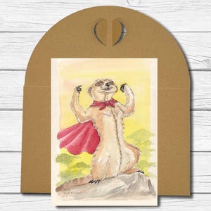 A6 Kunst-Postkarte Nr. 55 - "Erdmännchen Superheld"