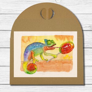 A6 Kunst-Postkarte Nr. 56 - "Süßes Chamäleon"