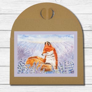 Carte postale d'art A6 - "Renard en lavande" (juillet 2023)
