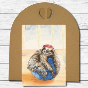 A6 Kunst-Postkarte Nr. 24 - "Sportliches Faultier"